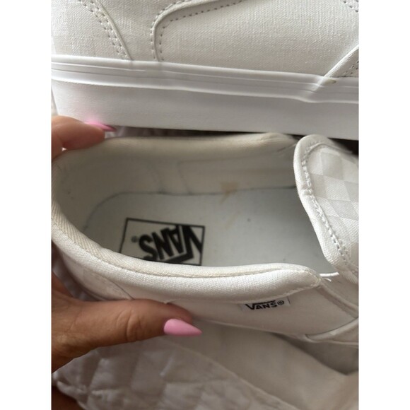 Vans White Checkered Slip-On Sneakers Mens 10.5 - Picture 4 of 10